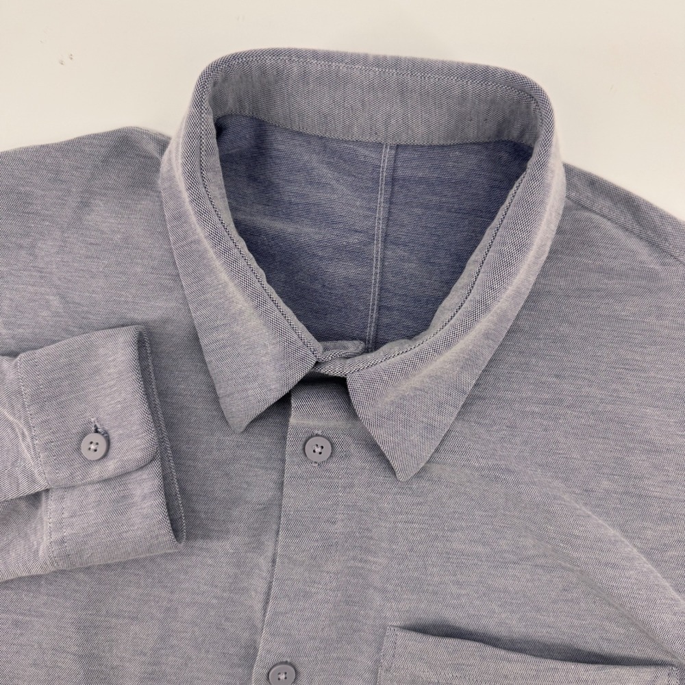 Lululemon Button Down Shirt Mens Medium Gray Long Sleeve Tech Commuter Pocket